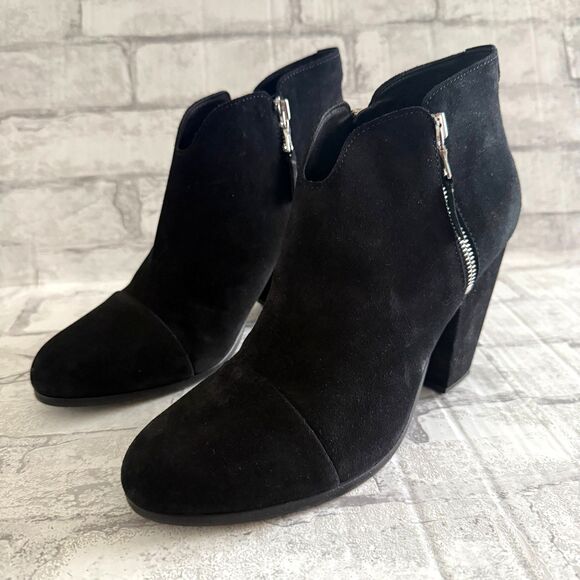 Rag & Bone Margot Black Suede Ankle Booties Heels Side Zip 3.5" Sz 41 (10.5) - Picture 3 of 10